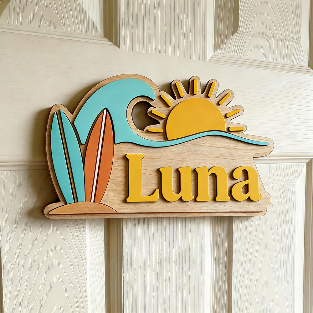 Custom Beach Wave Surfboard Su - Baby Nursery Ocean 评论和价格