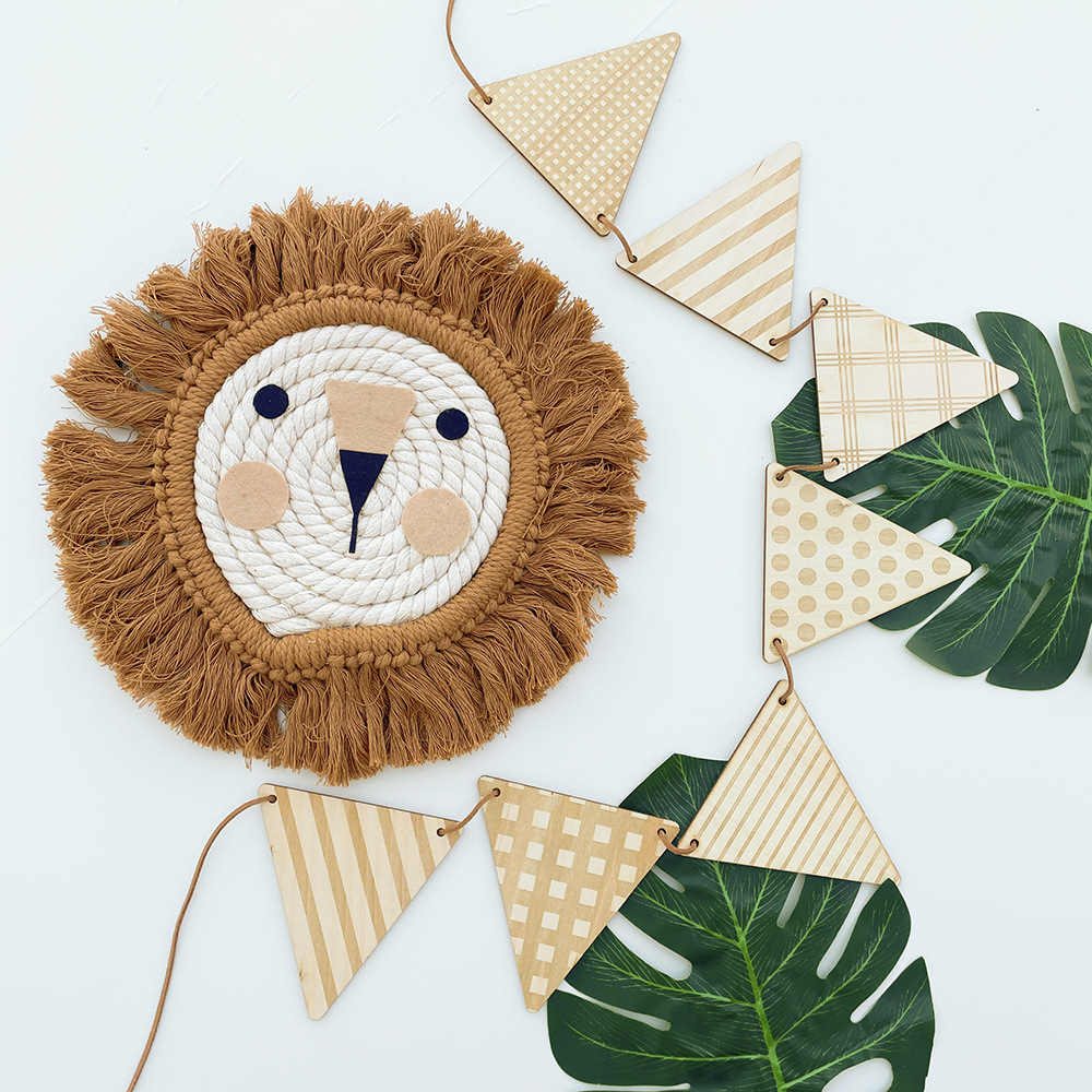 Nordic Wooden Triangle Flag Wa - Baby Nursery Garland 评论和价格