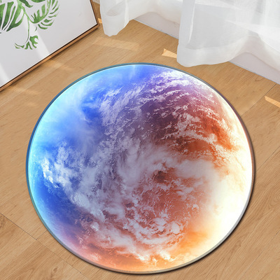 Realistic Blue Full Moon Print - Soft Rug Nursery 评论和价格
