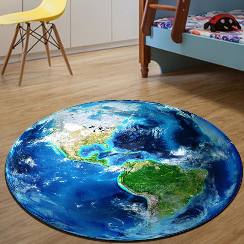 Realistic Blue Full Moon Print - Soft Rug Nursery 评论和价格