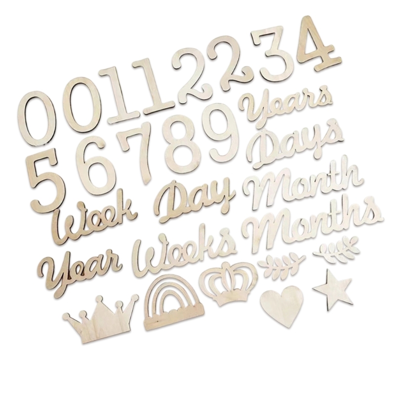 Wooden Milestones Number and W - Baby Nursery Keepsake 评论和价格