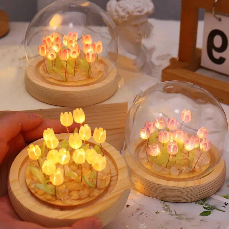 Artificial Tulip Flower Night  - Baby Nursery Egg Light 评论和价格