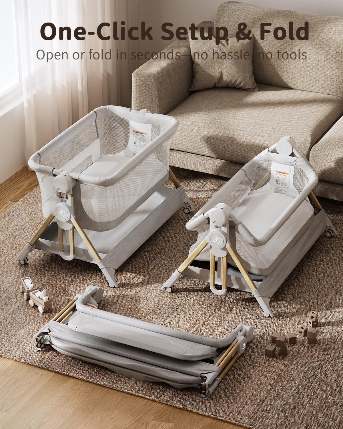 3 In 1 Bedside Crib One Click  - Bassinet Bedside Sleeper 评论和价格